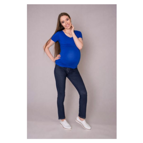 Klasická modrá tehotenská a dojčiaca blúzka vo výpredaji