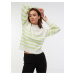 Orsay Green and White Women's Striped Sweater with Wool - Women