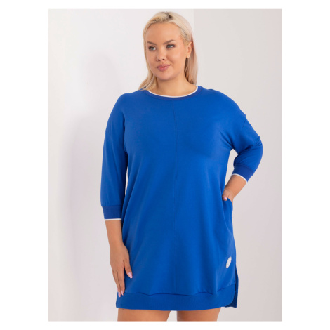 Cobalt blue plus size mini dress with cuffs