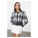 Trendyol Anthracite Boucle Knit Cardigan