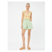 Koton High Waist Shorts With Elastic Waist, Folded Detail Cotton.