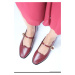 Mio Gusto Juliet Claret Color Side Buckle Women's Ballerina Shoes