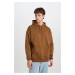 DEFACTO Oversize Fit Wide Pattern Hooded Kangaroo Pocket Basic Plain Sweatshirt