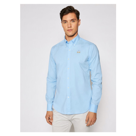La Martina Košeľa Poplin CCMC02 PP003 Modrá Slim Fit