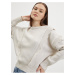 Krémový dámsky rebrovaný sveter s ozdobným lemom ONLY Stella