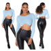 Sexy fine knit crop sweater royalblue Einheitsgroesse