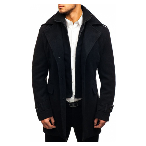 Čierny pánsky zimný kabát BOLF 1808