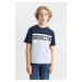 DEFACTO Boy's Crew Neck Color Block Printed Short Sleeve T-Shirt