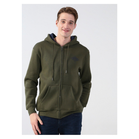 Pánska mikina s kapucňou Lee Cooper v khaki farbe 231 Lcm 241023 Pauls Khaki