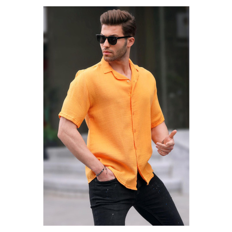 Madmext Men's Yellow Short Sleeve Shirt 6706