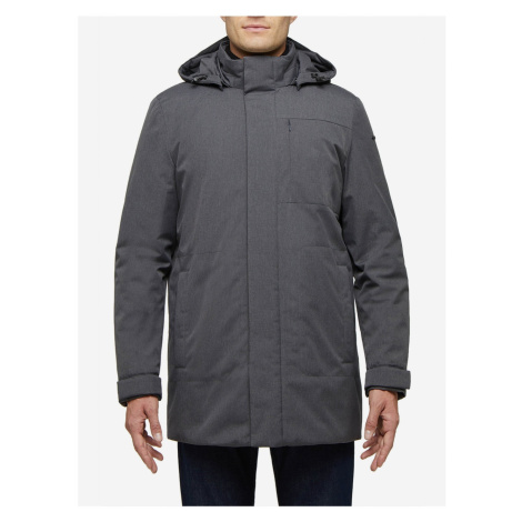 Grey Men's Winter Jacket with Detachable Hood Geox Kaven - Men