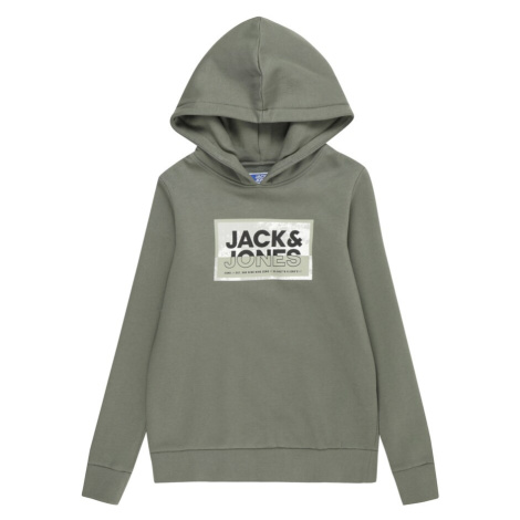 Jack & Jones Junior Mikina 'JCOLogan'  olivová / pastelovo zelená / čierna / biela