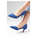 Mio Gusto Rene Jeans Blue Color Suede Short Heeled Shoes.