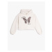 Koton Butterfly Printed Hooded Crop Sweatshirt Rayon