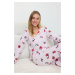 Trendyol Pink Penguin Patterned Piping Detailed Polar Winter Knitted Pajama Set