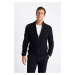 DEFACTO Men's Black Standard Fit Regular Cut Half Turtleneck Waffle Cardigan