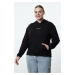 Trendyol Curve Black Hooded Regular Fit Plus Size Sweatshirt