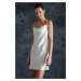 Trendyol Bride White Satin Woven Nightgown with Removable and Adjustable Pearl Strap Detail