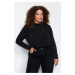 Trendyol Curve Black Padded Sleeve Knitted Blouse