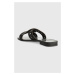 Kožené šľapky Karl Lagerfeld SKOOT dámske, čierna farba, KL80429