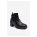 Women's leather ankle boots with massive high heels Black Belinda