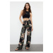 Trendyol Multicolored Wide Leg Patterned Woven Trousers with Elastic Waist