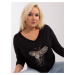 Plus size black cotton blouse with butterfly
