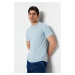 Trendyol Dirty Blue pánsky základný bežný/pravidelný strih, tričko s krátkym rukávom s výstrihom