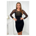 Knitted dress with tulle sleeves black