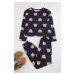 Trendyol Navy Blue 100% Cotton Teddy Bear Patterned Knitted Pajama Set