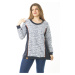 Şans Women's Plus Size Navy Blue Sweatshirt with Ornamental Buttons And Cups
