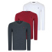 TRIPLE SET T8587 DEWBERRY V-NECK MEN'S SWEATSHIRT-WHITE-ANTHRACITE-BURGUNDY