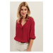 Olalook Women's Red Tiny Polka Dot Loose Viscose Shirt