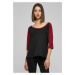 Women's 3/4 contrast raglan t-shirt blk/burgundy