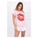 Blouse with lip print powder pink