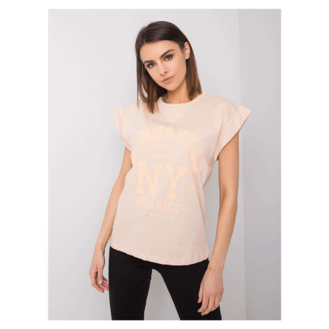 Peach T-shirt with print Ciara RUE PARIS