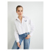 Koton Crop Oversize Poplin Shirt Embroidery Detailed Buttoned Cotton Striped Collar