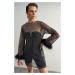 Trendyol Black Otrisch Detailné sieťované elegantné večerné šaty
