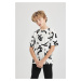 DEFACTO Boy Oversize Fit Wide Mold Crew Neck Patterned Short Sleeve T-Shirt