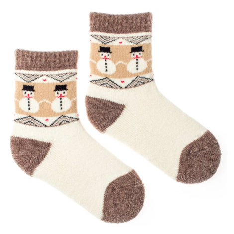 Detské Vlnené ponožky Vlnáč Snehuliak hnedý Fusakle