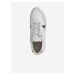 Biele dámske semišové topánky s detailmi striebornej farbe Geox Bulmya