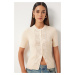 Happiness İstanbul Women's Cream Openwork Seasonal Knitwear Cardigan