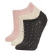 DEFACTO Women's 3-Piece Cotton Booties Socks