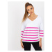 Basic white and fuchsia blouse with 3/4 sleeves RUE PARIS
