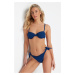 Trendyol Navy Blue Ruffled Regular Bikini Bottom