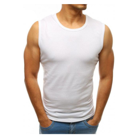 Pánske klasické tričko bez rukávov v bielej farbe DStreet