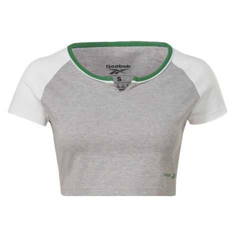 Reebok Funkčné tričko  sivá melírovaná / zelená / biela ako vlna