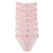 White and pink women's panties with inscriptions 7-pack