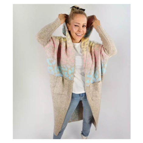 Pri Long cardigan colorful leopard sweater with wool