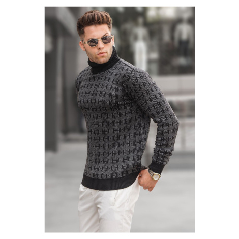 Madmext Black Patterned Turtleneck Knitwear Sweater 5768